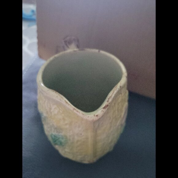 Early 20th C Ceramic Majolica Pitcher Apple Blossom - Picture 4 of 6